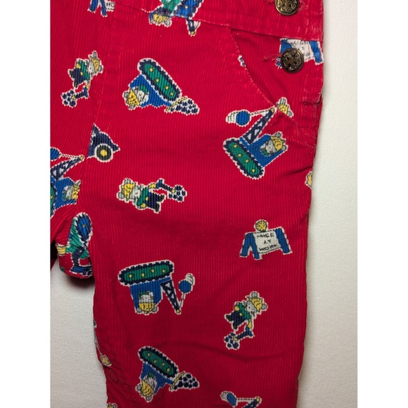 VTG OshKosh B'Gosh Red Corduroy Vestbak Mice at Work Overalls 12M Made in USA - Picture 3 of 8
